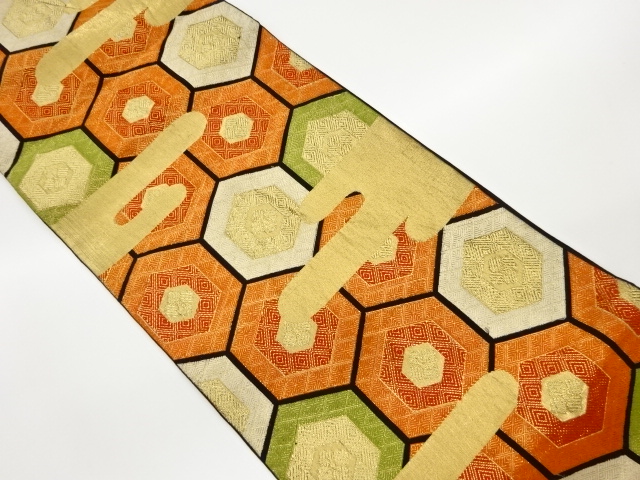 JAPANESE KIMONO / VINTAGE FUKURO OBI / WOVEN KIKKO & EGASUMI PATTERN